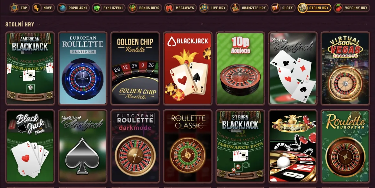 Table games section at 5Gringos casino