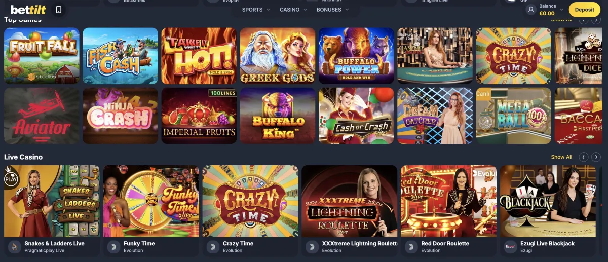 Game selection at Bettilt casino