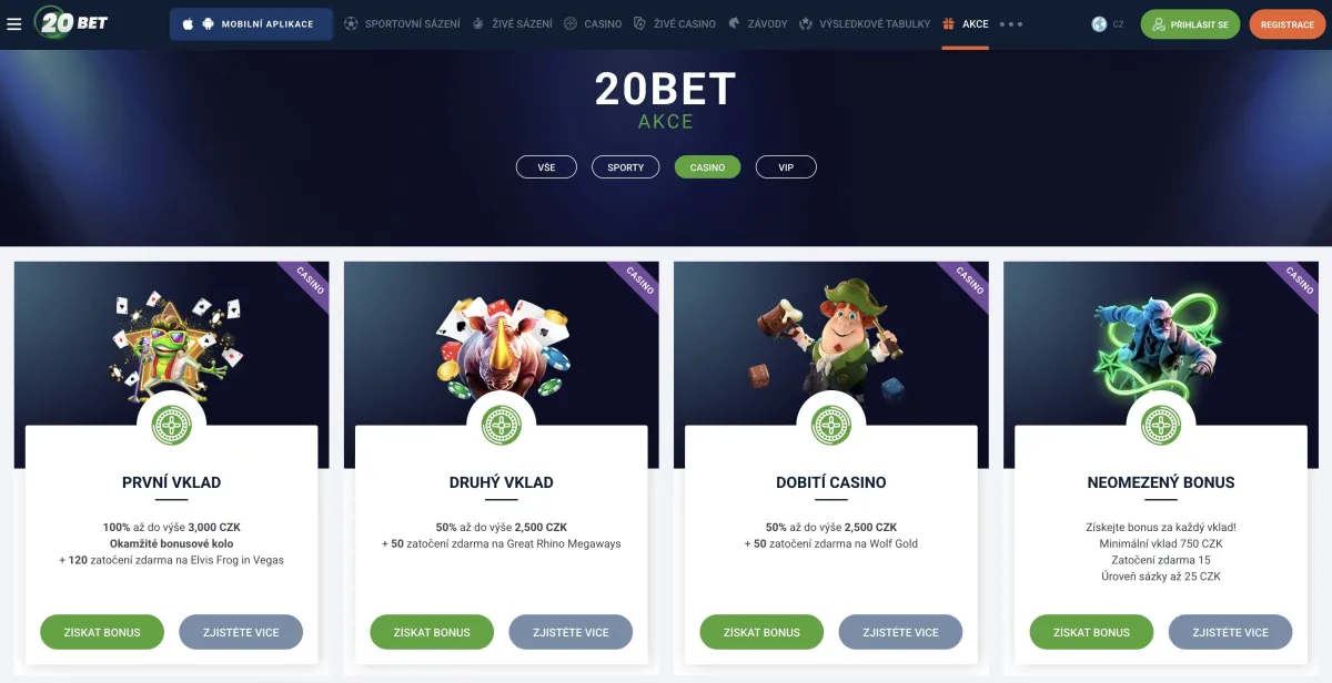 20Bet bonusy