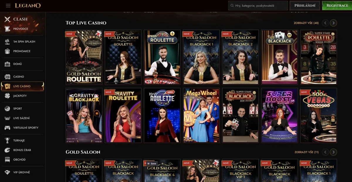 Live casino at Legiano casino