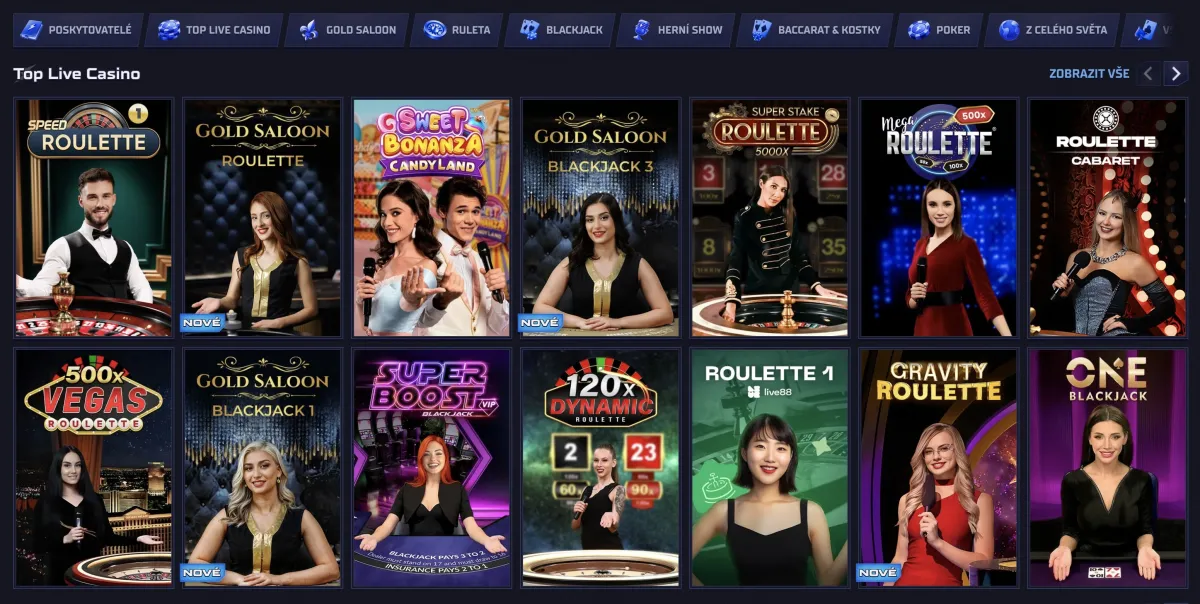 Live casino game selection Sportaza