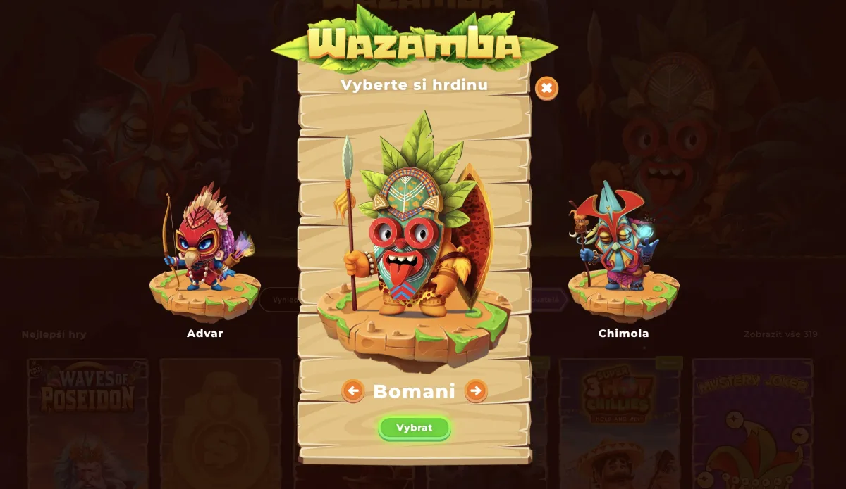 Mascots and registration at Wazamba casino