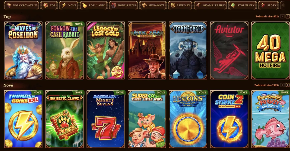Game selection at Wild Robin casino