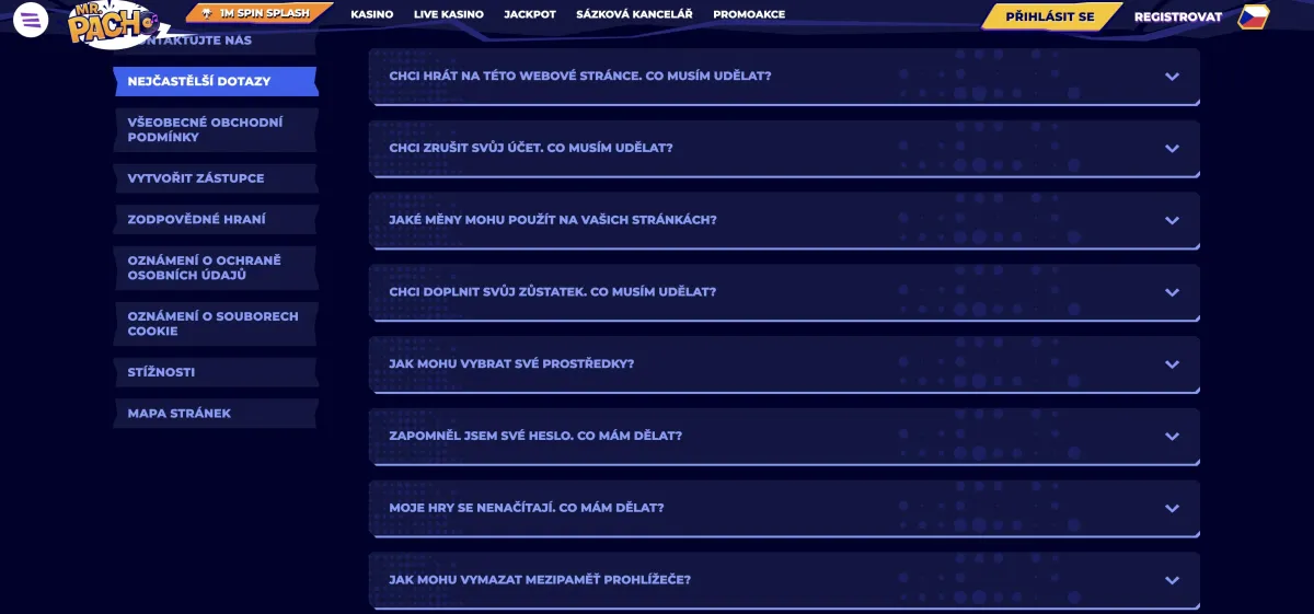 FAQ MrPacho casino customer support