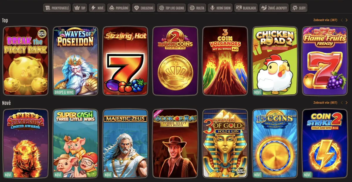 Neon54 casino game selection