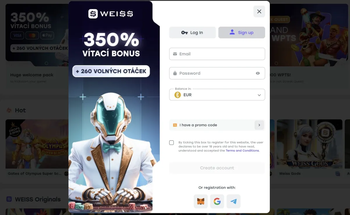 Weiss casino registration