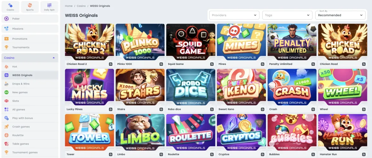 Weiss casino game offering