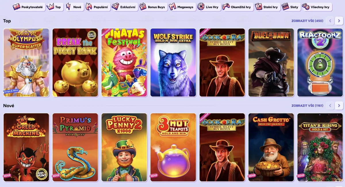 Spinbara casino game selection