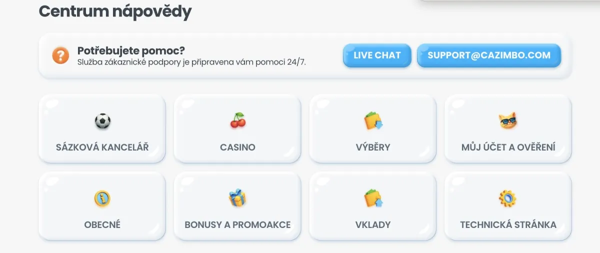 Cazimbo casino Help Center
