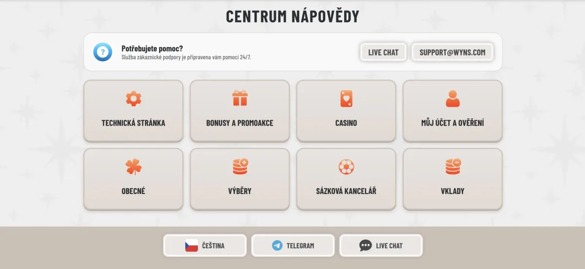 Help center, Wyns casino customer support